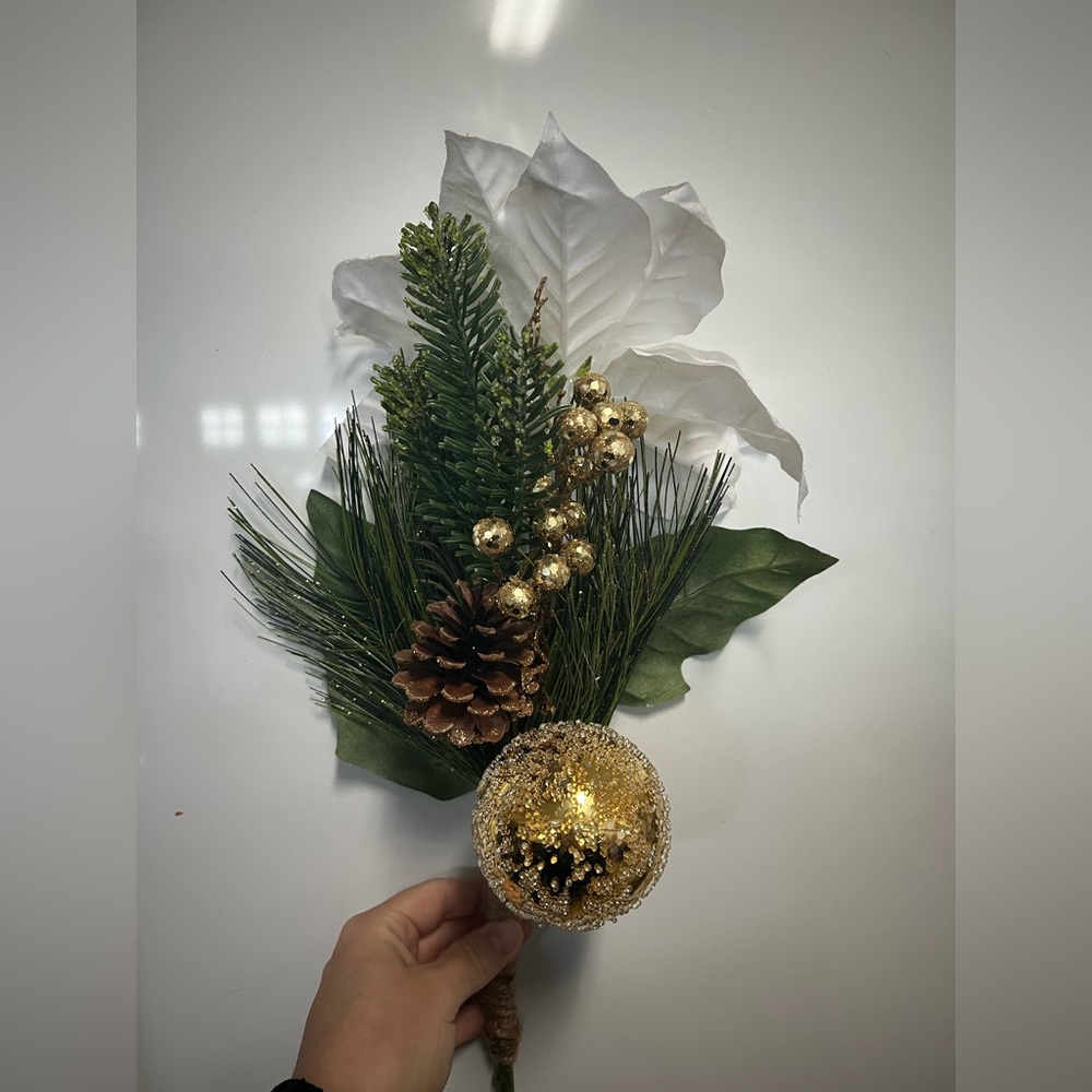 Holiday Gold and White Floral Arrangement for Centerpieces